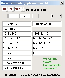 Datumformate (alphanumerisch)
